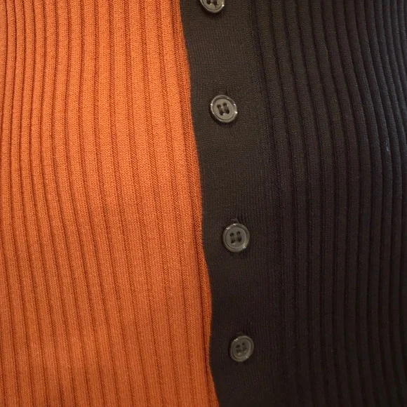 Staud Two-Tone Black and Brown Button-Up Dress - Picture 2 of 3